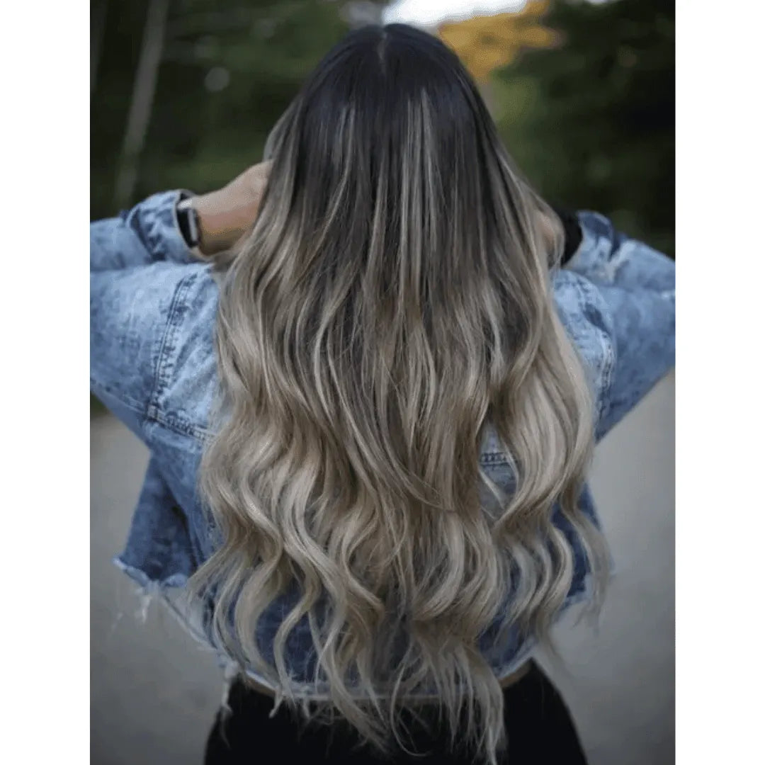 Balayage Dark Brown (#2) to Ash Blonde (#60) Keratin Tip