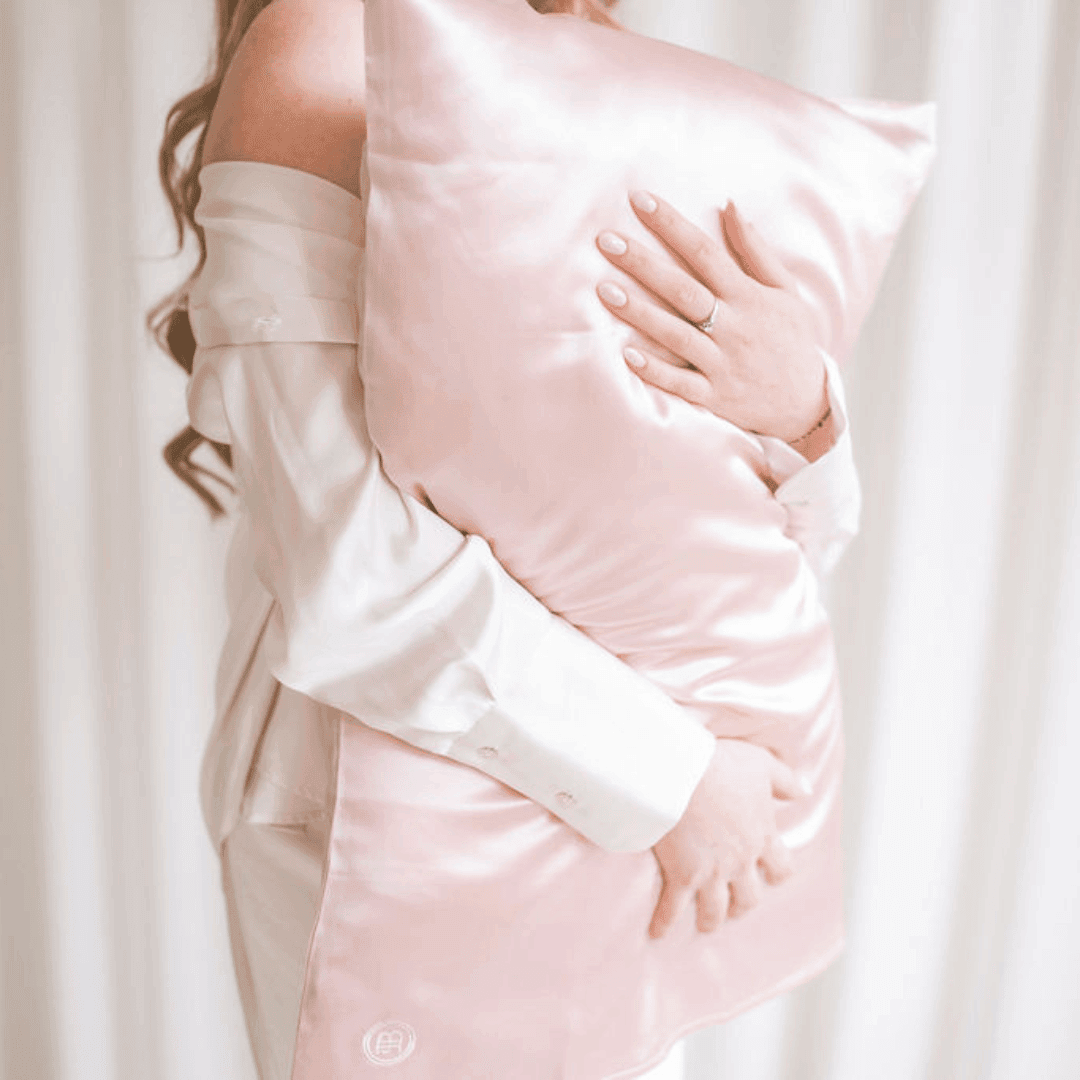 Pink Silk Pillowcase (Queen) + Scrunchies - BOMBAY HAIR 