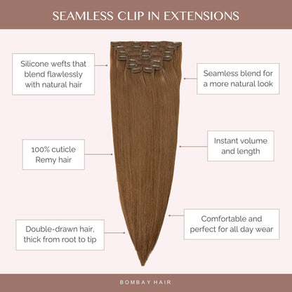 Caramel Brown (4) Seamless Clip-Ins