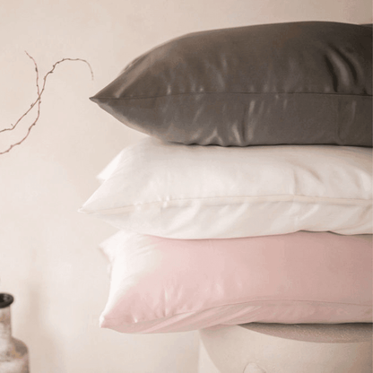 Dark Grey Silk Pillowcase (Queen) + Scrunchies - BOMBAY HAIR 