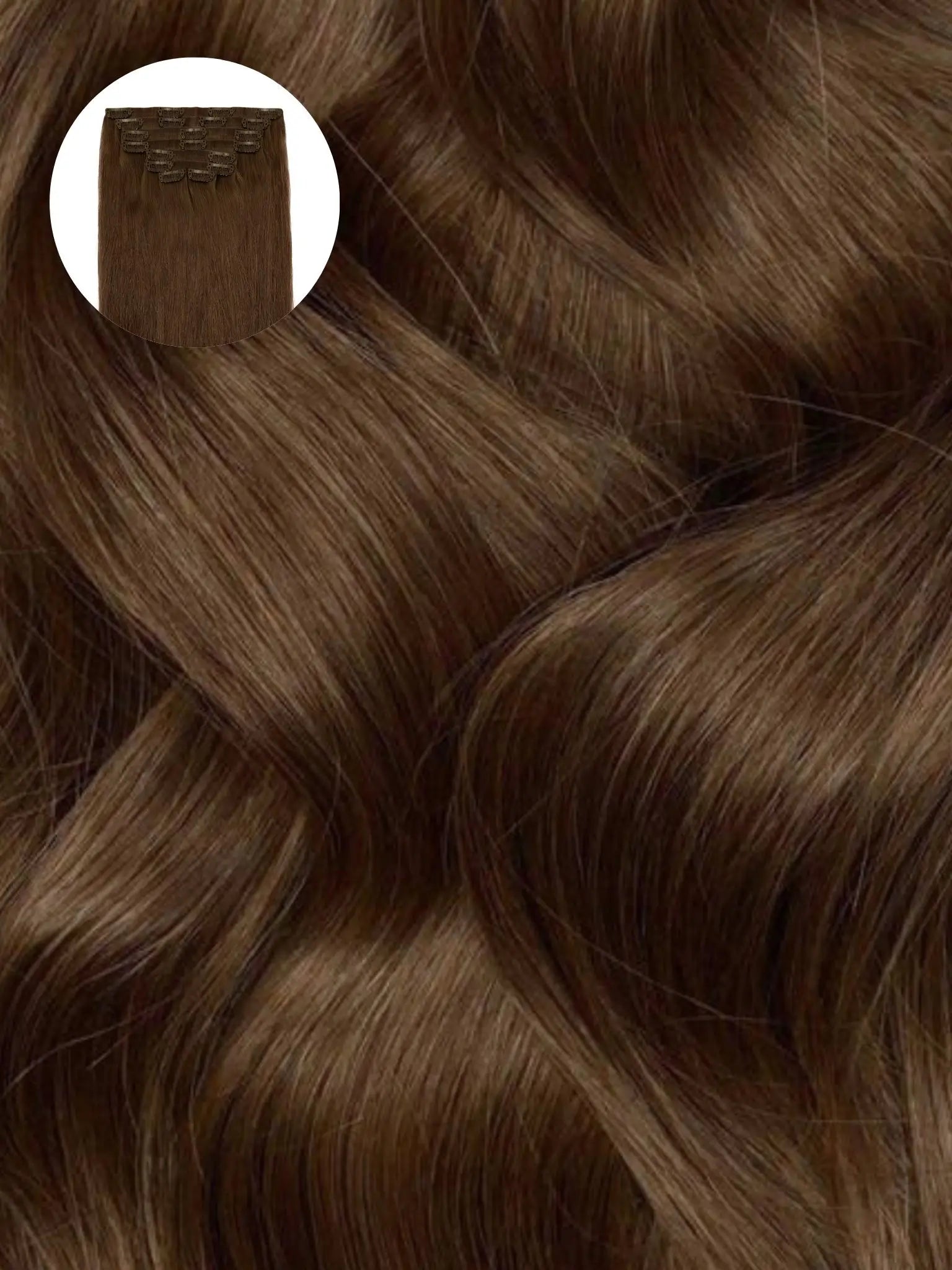 Caramel Brown (4) Seamless Clip-Ins