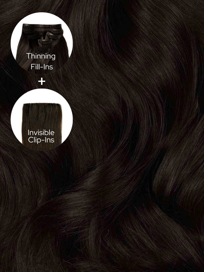 Espresso (2) Thinning Hair and Invisible Clip-ins Bundle