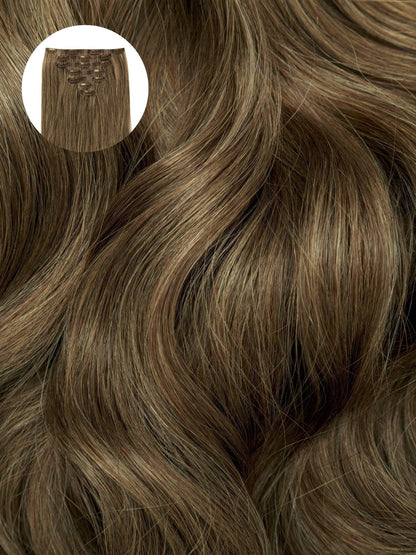 Espresso Caramel (2/5B) Seamless Clip-Ins