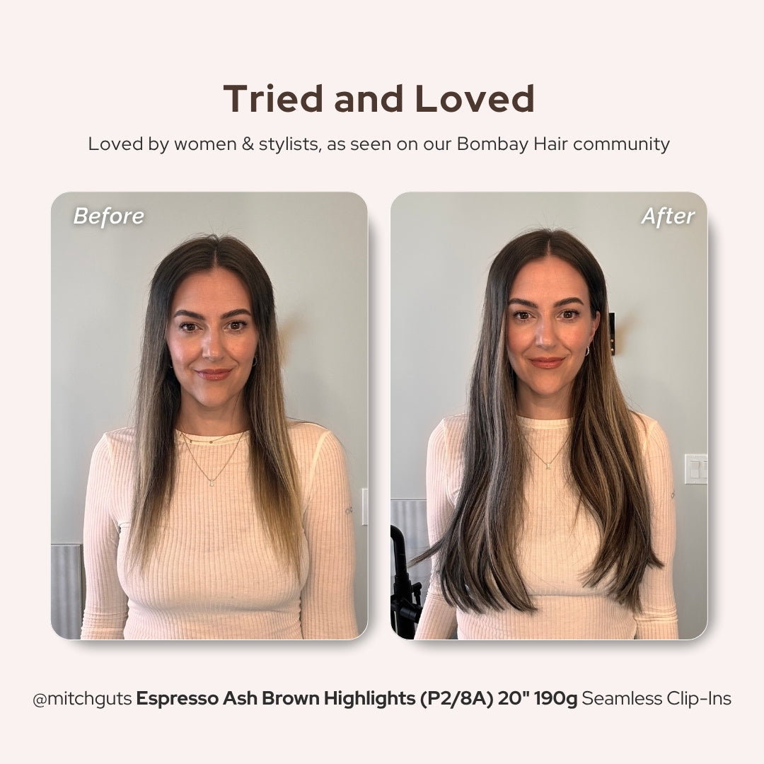 Espresso Ash Brown Highlights (P2/8A) 22" 220g Clip-ins