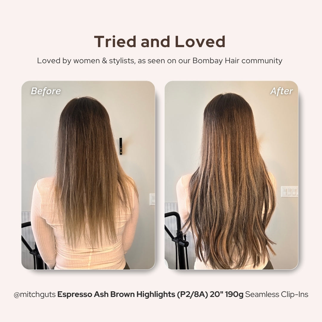 Espresso Ash Brown Highlights (P2/8A) 18" 190g Clip-ins