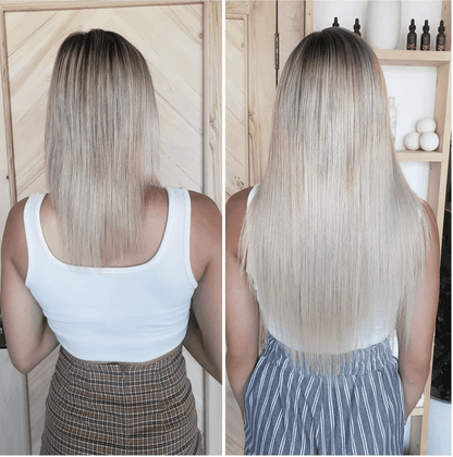 Rooted Espresso (#1C) to White Blonde (#60B) 100g Weft - BOMBAY HAIR 