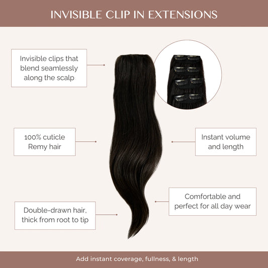 Dark Brown (2A) Invisible Clip-ins