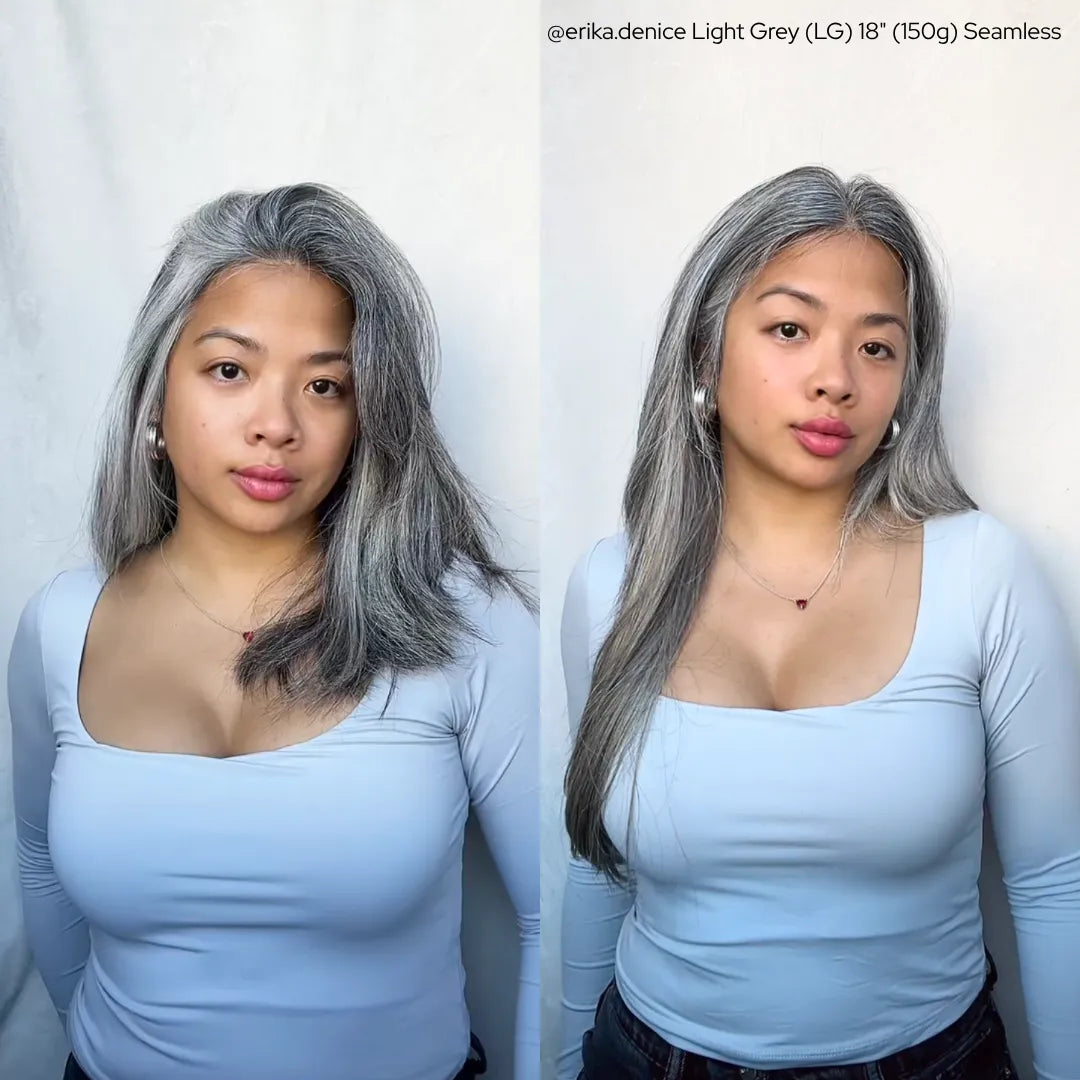 Light Grey (LG) 18" (150g) Seamless Clip-Ins