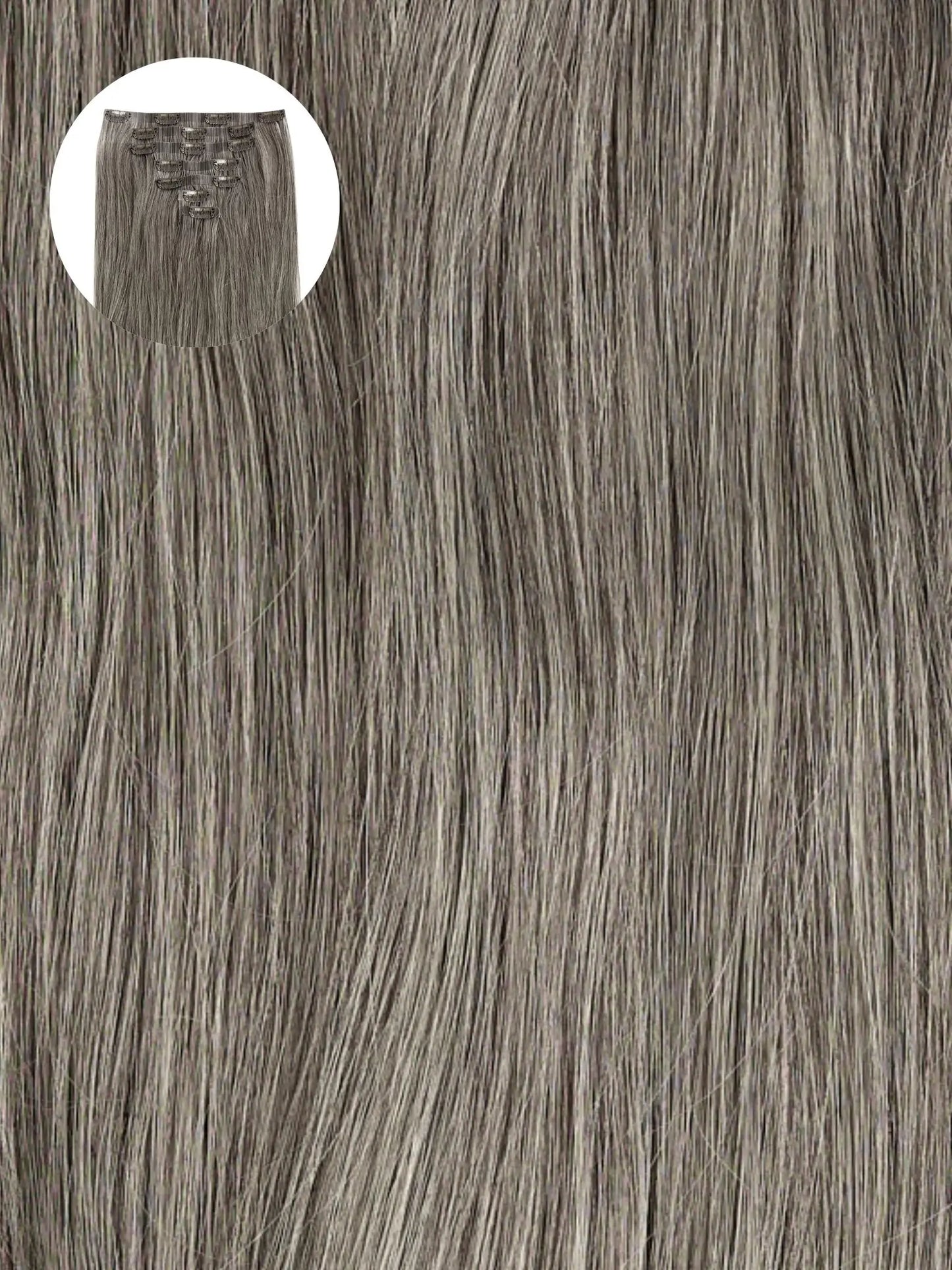 Light Grey (LG) 18" (150g) Seamless Clip-Ins