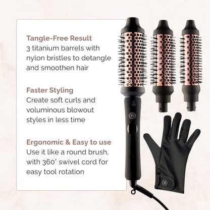 3-in-1 Thermal Round Brush for hair blowout - Bombay Hair Canada