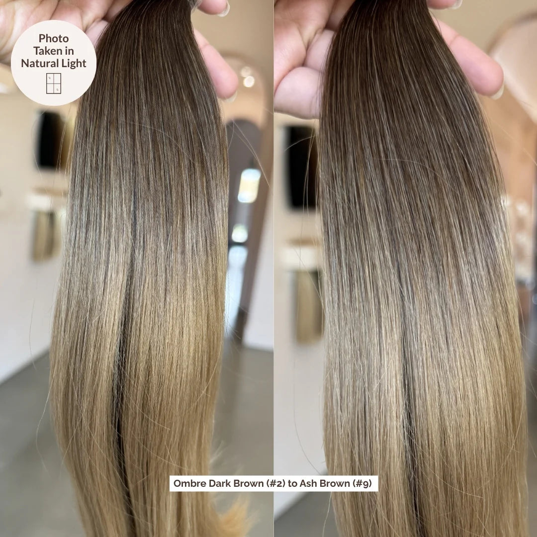 Ombre - Dark Brown (#2) to Ash Brown (#9) 20" I-Tip