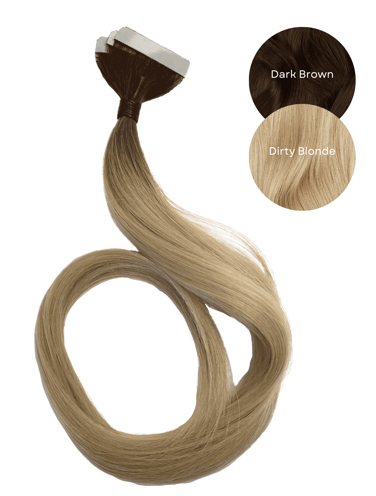 Rooted (Dark Brown #2 to Dirty Blonde #19C) Invisible Tape 20" (25g) - BOMBAY HAIR 