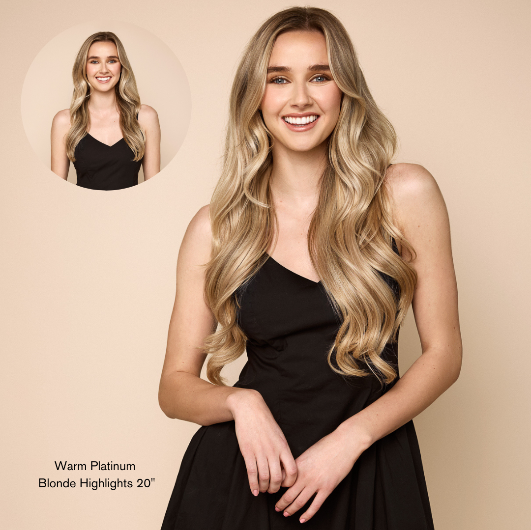 Warm Platinum Blonde Highlights (P18/613) 20" 220g - Clip-Ins