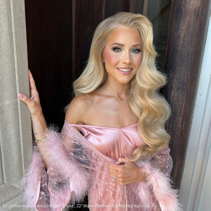 Warm Platinum Blonde Highlights (P18/613) 20" 220g - Clip-Ins