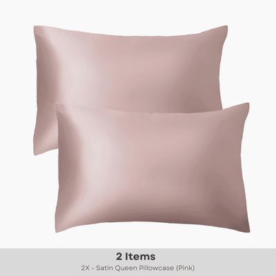 (2 Pack) Pink Satin Queen Pillowcase - BOMBAY HAIR 