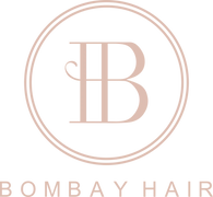 The image shows the Bombay Hair logo featuring stylized 'BH' letters inside a circle.