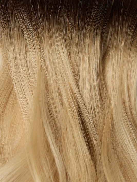 Rooted Dark Brown (2) to Dirty Blonde (19C) 20" Keratin Tip