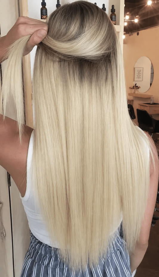 Rooted- Espresso (#1C) to White Blonde (#60B) Keratin Tip